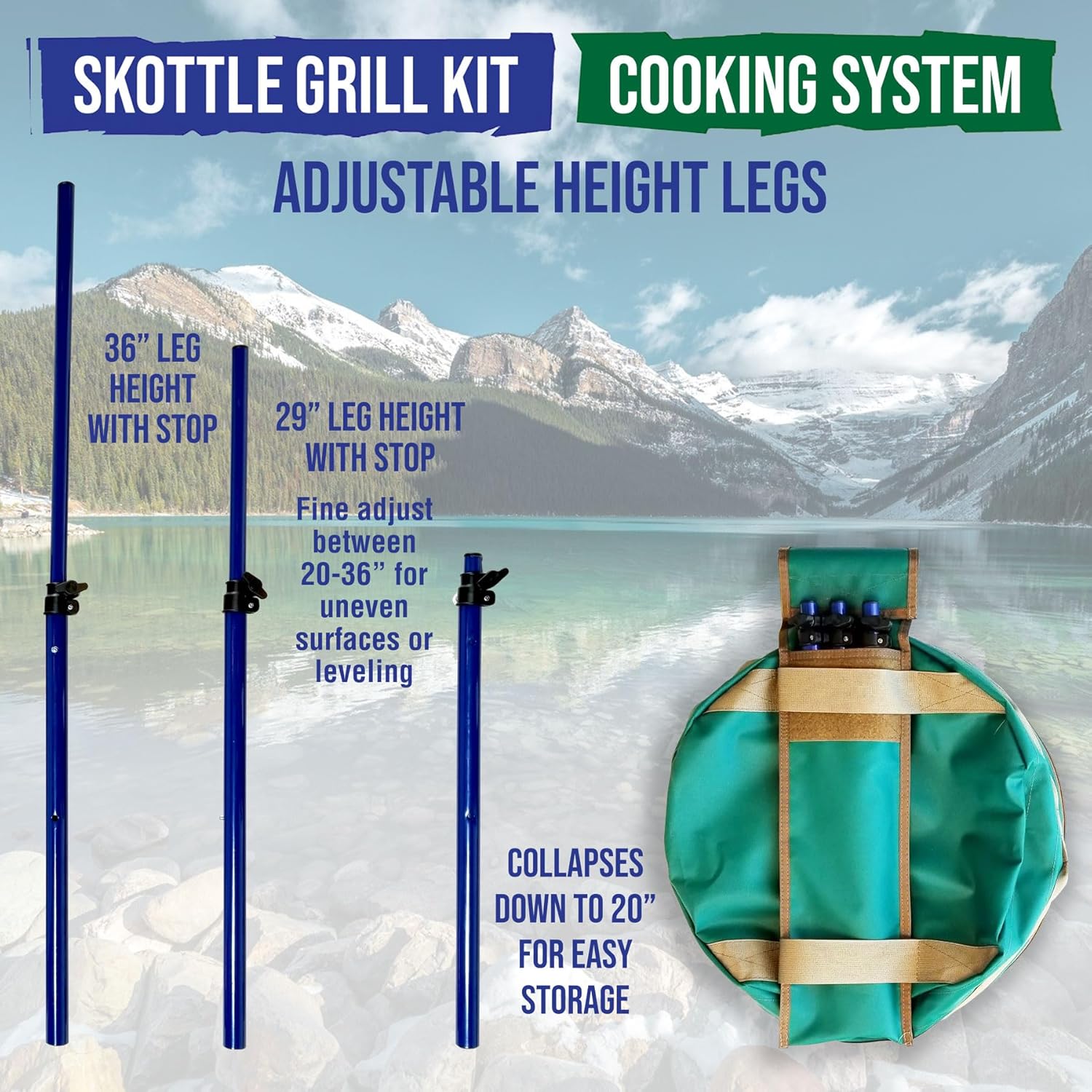 TemboTusk Adjustable Leg Skottle Grill Kit