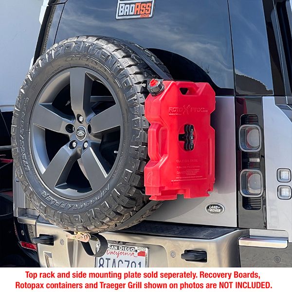 Rear Tire Side Mounting Platform w/strap - for Recovery Boards or Rototpax and Highlift Jack